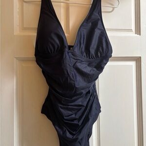 J. Crew Navy Swimsuit Ruched Size 12